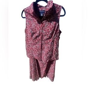 Charter Club Paisley Cotton Set Size 14 Wrap Skirt Burgundy